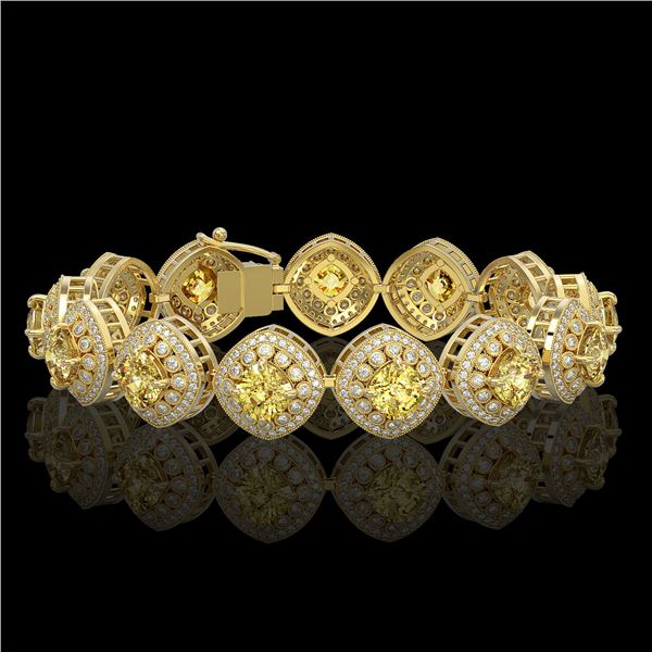 28.35 ctw Canary Citrine & Diamond Victorian Bracelet 14K Yellow Gold - REF-805A5N