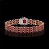 Image 3 : 31.91 ctw Ruby & Diamond Bracelet 14K Rose Gold - REF-307G8W