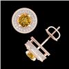 Image 3 : 2.09 ctw Intense Fancy Yellow Diamond Art Deco Earrings 18k Rose Gold - REF-354R5K