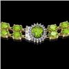 Image 3 : 38.1 ctw Peridot & Diamond Necklace 14K Yellow Gold - REF-454Y5X