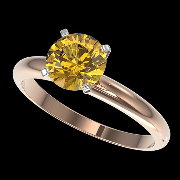 1.50 ctw Certified Intense Yellow Diamond Solitaire Ring 10k Rose Gold - REF-233N2F