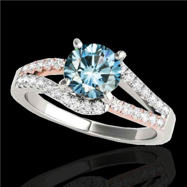 1.4 ctw SI Certified Fancy Blue Diamond Solitaire Ring 10k 2Tone Gold - REF-132N3F