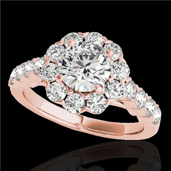 2.35 ctw Certified Diamond Solitaire Halo Ring 10k Rose Gold - REF-252X3A