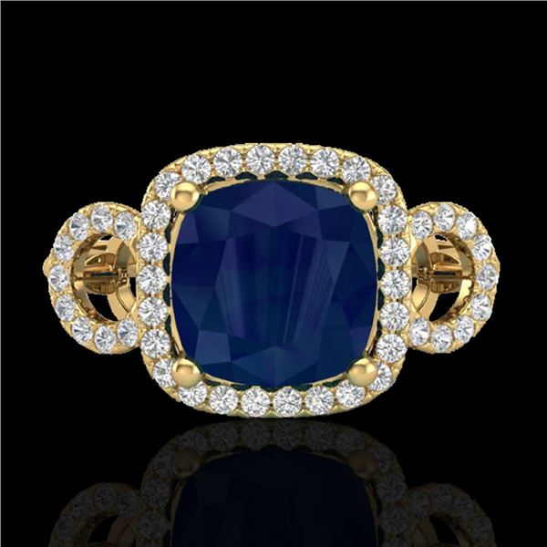 3.15 ctw Sapphire & Micro VS/SI Diamond Certified Ring 18k Yellow Gold - REF-76K8Y