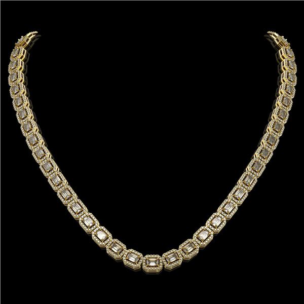 21.12 ctw Emerald Cut Diamond Micro Pave Necklace 18K Yellow Gold - REF-2509H6R