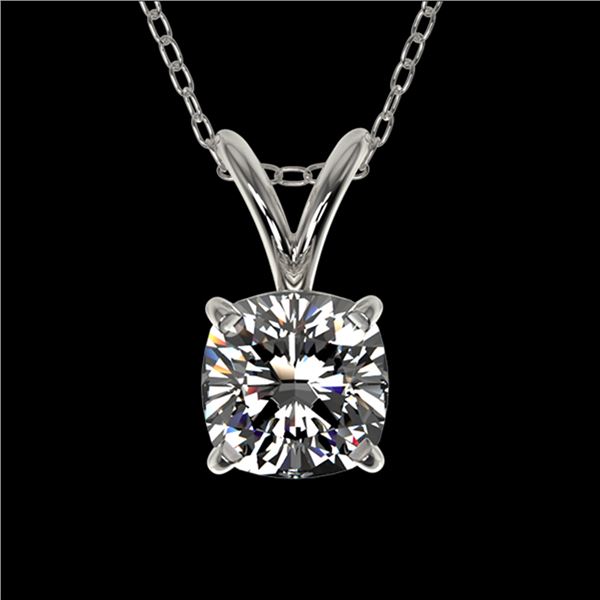 0.50 ctw Certified VS/SI Quality Cushion Diamond Necklace 10k White Gold - REF-65F2M