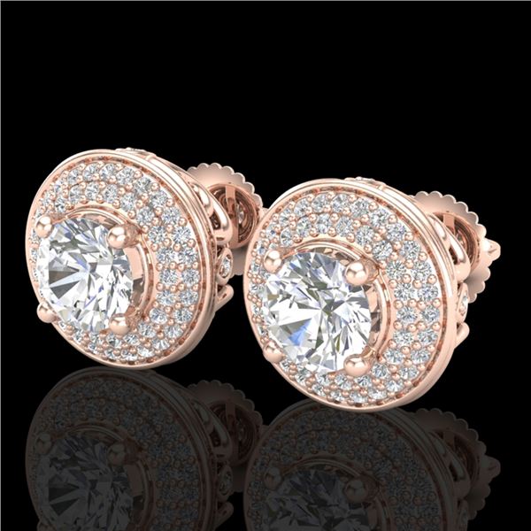 2.35 ctw VS/SI Diamond Solitaire Art Deco Stud Earrings 18k Rose Gold - REF-345X5A