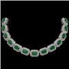 Image 1 : 61.92 ctw Emerald & Diamond Victorian Bracelet 14K White Gold - REF-1545X5A