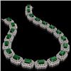 Image 2 : 61.92 ctw Emerald & Diamond Victorian Bracelet 14K White Gold - REF-1545X5A