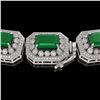 Image 3 : 61.92 ctw Emerald & Diamond Victorian Bracelet 14K White Gold - REF-1545X5A