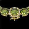 Image 1 : 100 ctw Green Tourmaline & Diamond Micro Necklace 14k Yellow Gold - REF-1072N8F