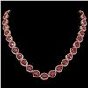 Image 1 : 64.01 ctw Ruby & Diamond Micro Pave Halo Necklace 10k Rose Gold - REF-854F5M