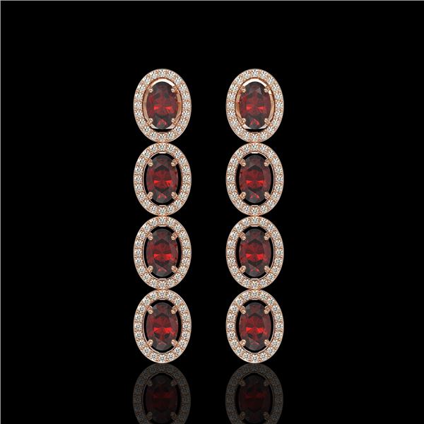 6.2 ctw Garnet & Diamond Micro Pave Halo Earrings 10k Rose Gold - REF-143K6Y