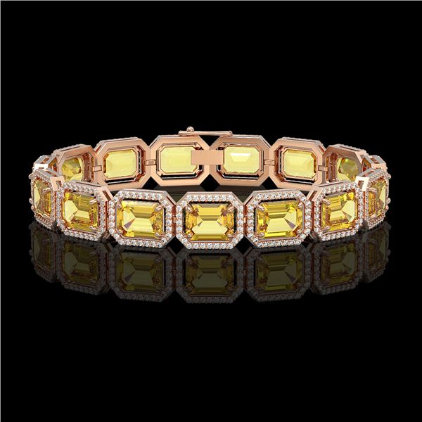 34.91 ctw Fancy Citrine & Diamond Micro Pave Halo Bracelet 10k Rose Gold - REF-336Y4X