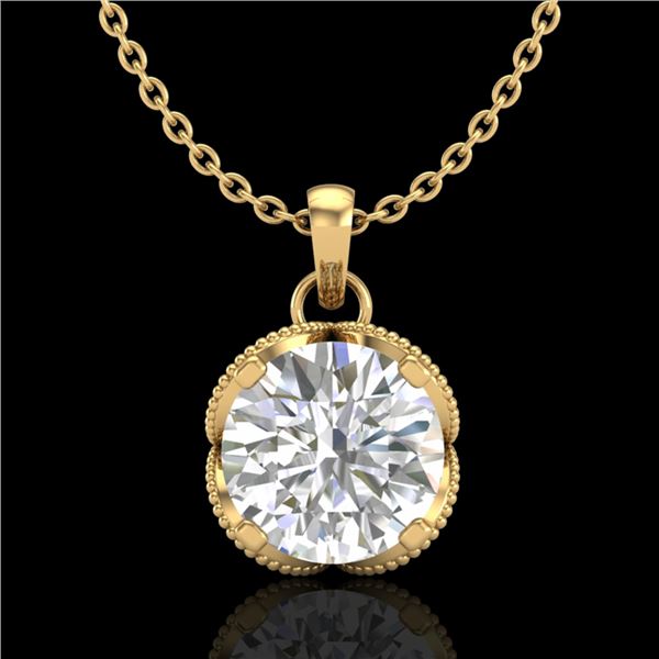 1.13 ctw VS/SI Diamond Solitaire Art Deco Necklace 18k Yellow Gold - REF-217R3K