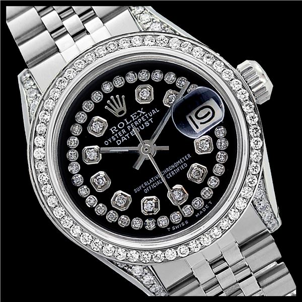 Rolex Men's Stainless Steel, QuickSet, Diamond Dial & Diamond Bezel