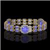 Image 2 : 19.6 ctw Tanzanite & Diamond Bracelet 14K Yellow Gold - REF-323F8M