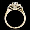 Image 2 : 1.5 ctw Certified Diamond Solitaire Halo Ring 10k Yellow Gold - REF-177R3K