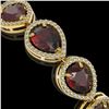 Image 3 : 17.45 ctw Garnet & Diamond Micro Pave Halo Bracelet 10k Yellow Gold - REF-283W5H