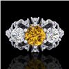 Image 2 : 2.26 ctw Intense Fancy Yellow Diamond Art Deco Ring 18k White Gold - REF-345X5A
