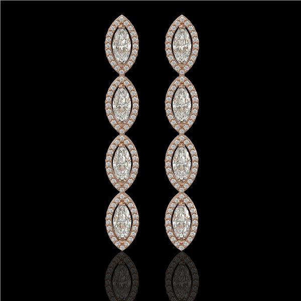 5.33 ctw Marquise Cut Diamond Micro Pave Earrings 18K Rose Gold - REF-739W6H