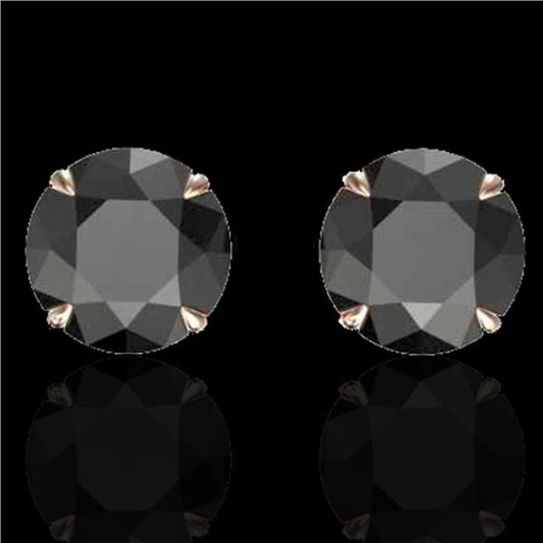 4 ctw Black Diamond Designer Earrings 14k Rose Gold - REF-125H5R