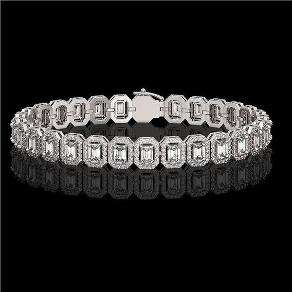 11.52 ctw Emerald Cut Diamond Micro Pave Bracelet 18K White Gold - REF-1370X9A