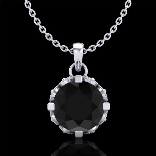 1.14 ctw Fancy Black Diamond Art Deco Stud Necklace 18k White Gold - REF-81K8Y