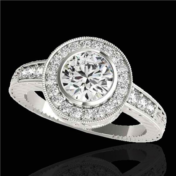 1.50 ctw Certified Diamond Solitaire Halo Ring 10k White Gold - REF-197R8K