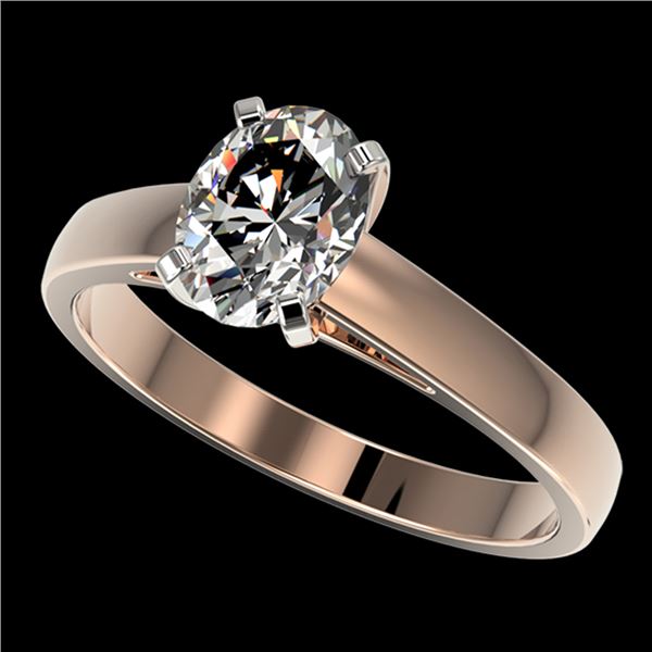 1.25 ctw Certified VS/SI Quality Oval Diamond Ring 10k Rose Gold - REF-304H6R