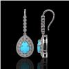 Image 2 : 7.95 ctw Turquoise & Diamond Victorian Earrings 14K White Gold - REF-241W5H