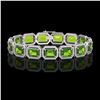 Image 1 : 33.37 ctw Peridot & Diamond Micro Pave Halo Bracelet 10k White Gold - REF-405R5K