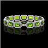 Image 2 : 33.37 ctw Peridot & Diamond Micro Pave Halo Bracelet 10k White Gold - REF-405R5K