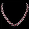 Image 1 : 64.01 ctw Ruby & Diamond Micro Pave Halo Necklace 10k White Gold - REF-854A5N