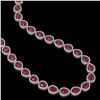 Image 2 : 64.01 ctw Ruby & Diamond Micro Pave Halo Necklace 10k White Gold - REF-854A5N