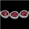 Image 3 : 64.01 ctw Ruby & Diamond Micro Pave Halo Necklace 10k White Gold - REF-854A5N