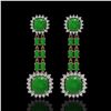 Image 1 : 16.72 ctw Jade & Diamond Earrings 14K Rose Gold - REF-226Y8X