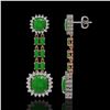 Image 2 : 16.72 ctw Jade & Diamond Earrings 14K Rose Gold - REF-226Y8X