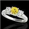 Image 1 : 3.25 ctw SI/I Fancy Intense Yellow Diamond 3 Stone Ring 10k White Gold - REF-295H9R