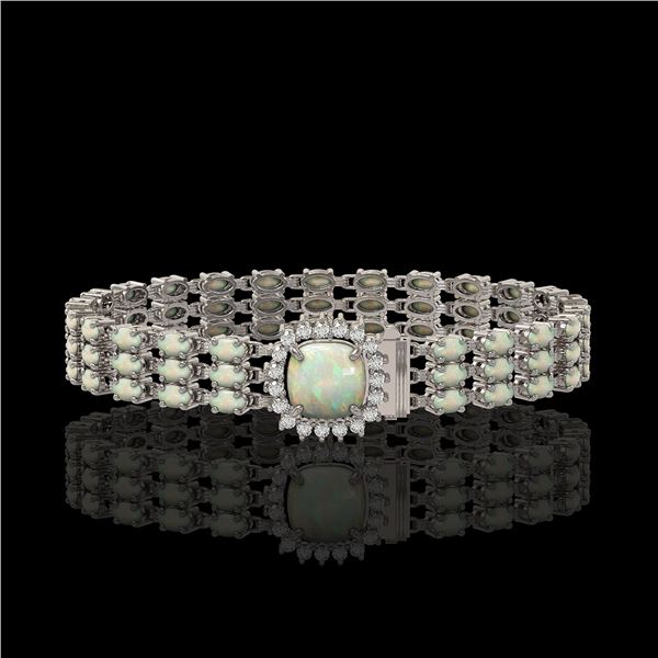 24.2 ctw Opal & Diamond Bracelet 14K White Gold - REF-342M9G