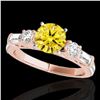 Image 1 : 2.5 ctw SI/I Fancy Intense Yellow Diamond Pave Ring 10k Rose Gold - REF-381F8M