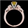 Image 2 : 2.5 ctw SI/I Fancy Intense Yellow Diamond Pave Ring 10k Rose Gold - REF-381F8M