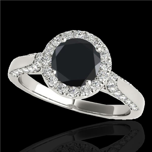 1.5 ctw Certified VS Black Diamond Solitaire Halo Ring 10k White Gold - REF-55H2R