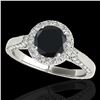Image 1 : 1.5 ctw Certified VS Black Diamond Solitaire Halo Ring 10k White Gold - REF-55H2R