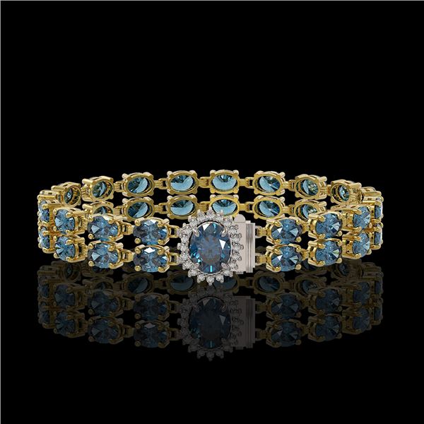 17.78 ctw London Topaz & Diamond Bracelet 14K Yellow Gold - REF-209K3Y