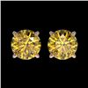 Image 1 : 1.50 ctw Certified Intense Yellow Diamond Stud Earrings 10k Rose Gold - REF-157X3A