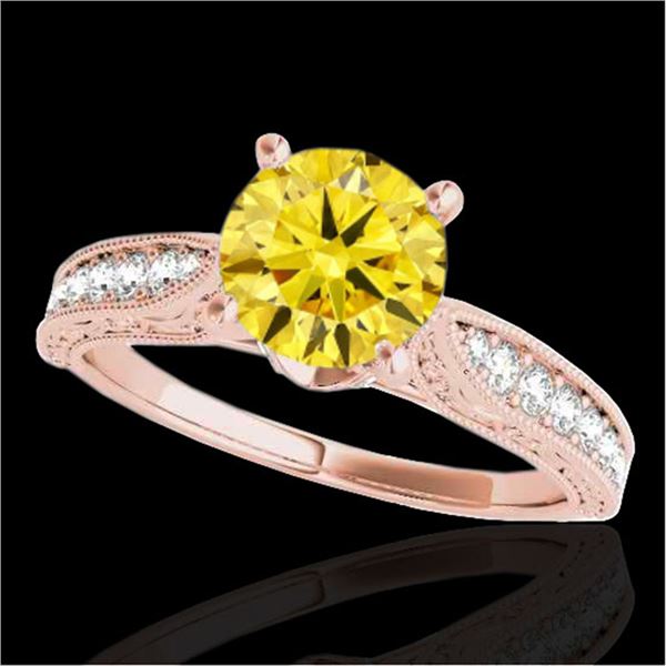 1.21 ctw Certified SI Intense Yellow Diamond Antique Ring 10k Rose Gold - REF-184A3N