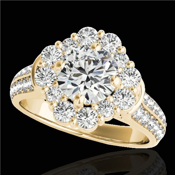 2.16 ctw Certified Diamond Solitaire Halo Ring 10k Yellow Gold - REF-229G3W