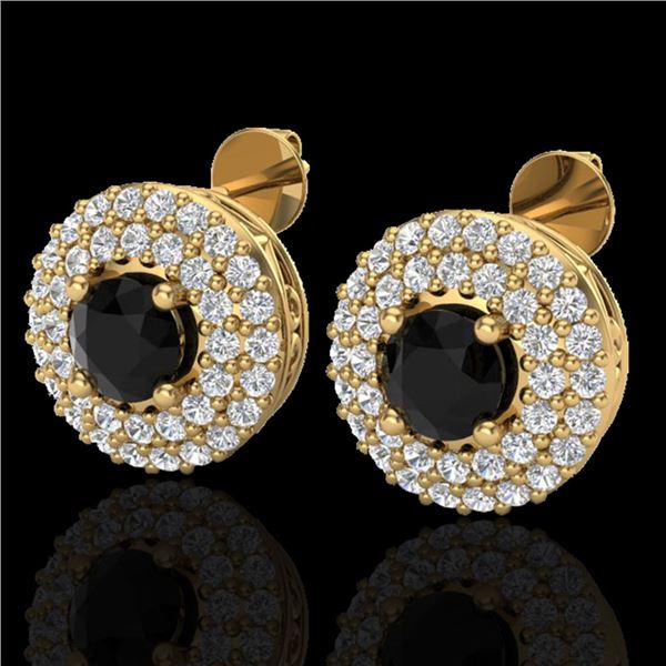 1.40 ctw Micro VS/SI Diamond Designer Earrings DOUBLE 18k Yellow Gold - REF-84N9F