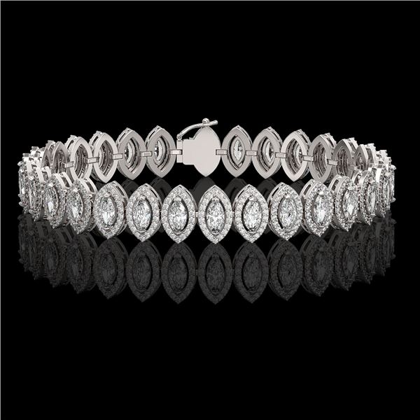 11.13 ctw Marquise Cut Diamond Micro Pave Bracelet 18K White Gold - REF-964A2N